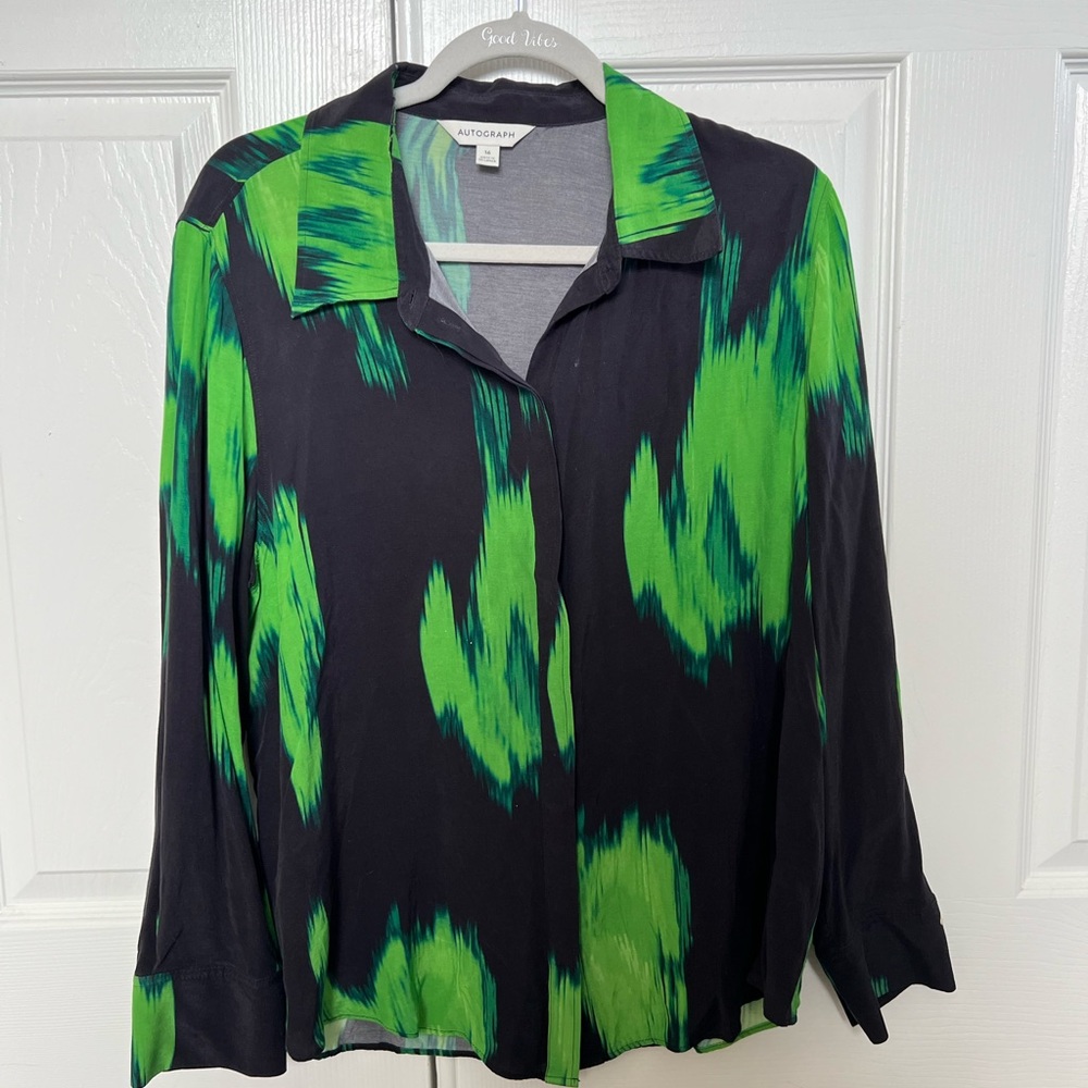 Marks & Spencer - Women Button-Down Shirt - Autograpgh Collection navy and green